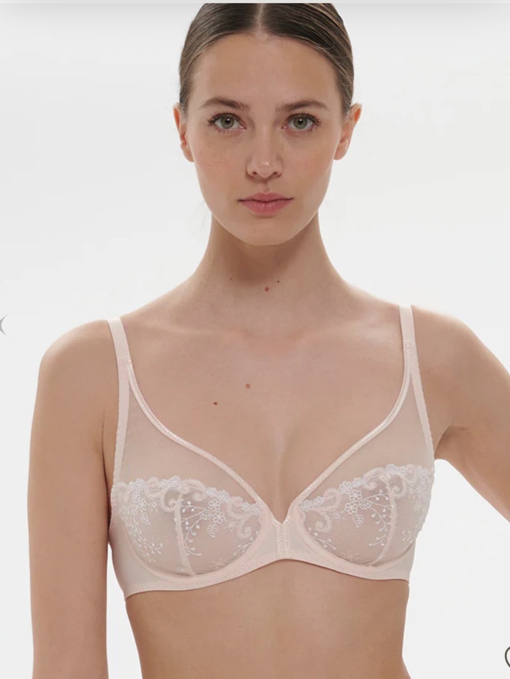 NWOT Simone Perele Delice Full Coverage Plunge Bra Blush 38C